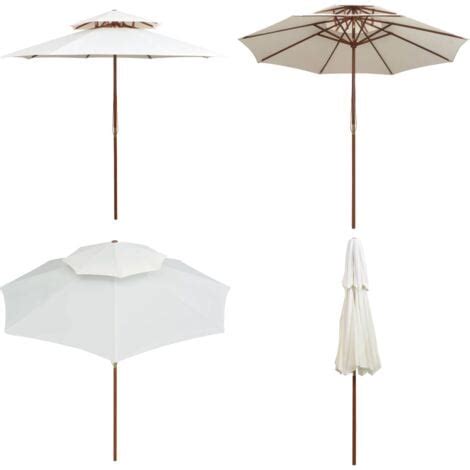 Parasol De Terrasse X Cm Poteau En Bois Blanc Cr Me Parasol