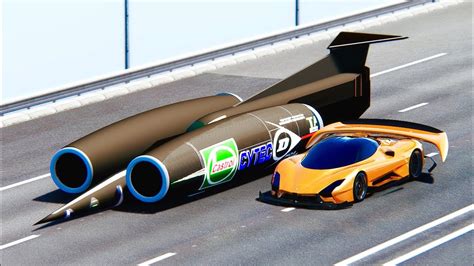 Ssc Tuatara Gtr Concept Vs Thrust Ssc At Drag Race Km Youtube