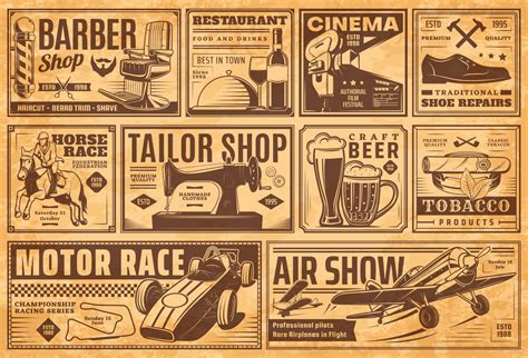 Vintage Newspaper Banners Old Advertising Set Vector Art At