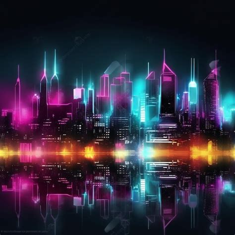 Premium Ai Image A Cityscape With A Neon Light And A Cityscape