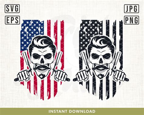 Us Barber Skull Svg Barber Svg Barber Clipart Barber Sharp Etsy