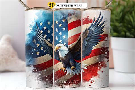 American Flag Eagle Tumbler Wrap Png Graphic By Cutie Kate Studio