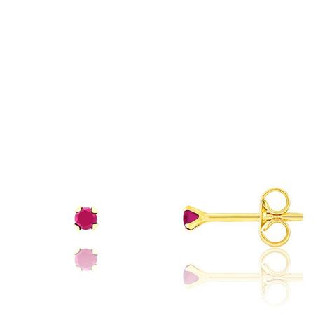 Boucles D Oreilles Rubis Or Jaune 750 Emanessence Ocarat