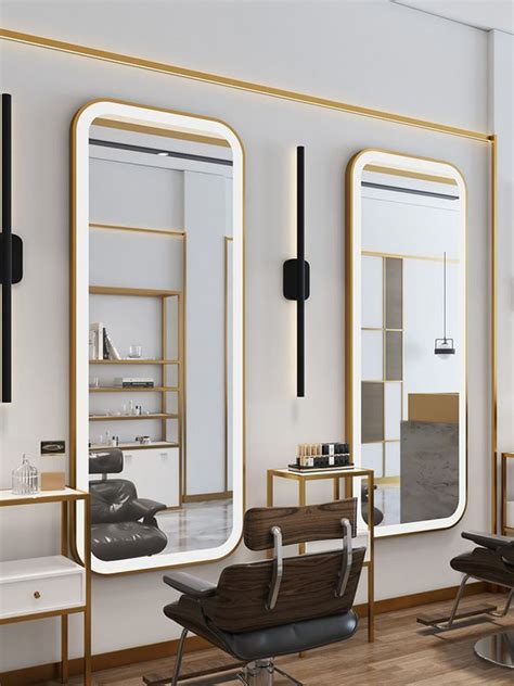 Luxury gold hair salon mirrors styling stations | Salon interior design ...