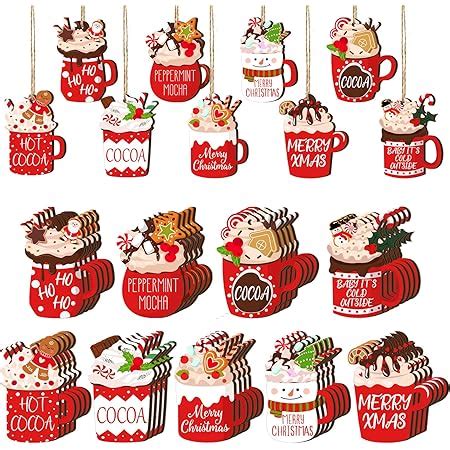 Amazon 36 Pieces Christmas Ornaments Hanging Hot Cocoa Ornaments