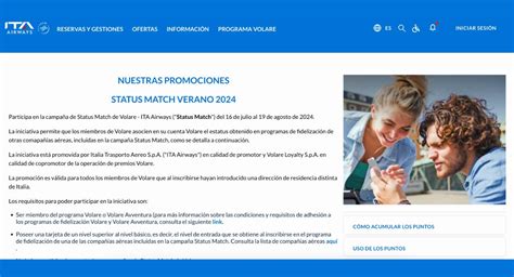 Volvió el Status Match con Volare el programa de la aerolínea ITA