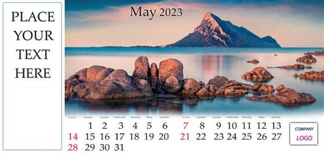 Desktop Monthly Calendar Template with Place Logo and Contact ...