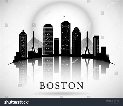 Boston Skyline City Silhouette Stock Vector Illustration 254619463