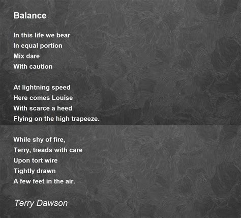 Balance - Balance Poem by Terry Dawson