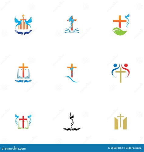 Church Christian Line Art Logo Designchristian Symbols Stock Vector