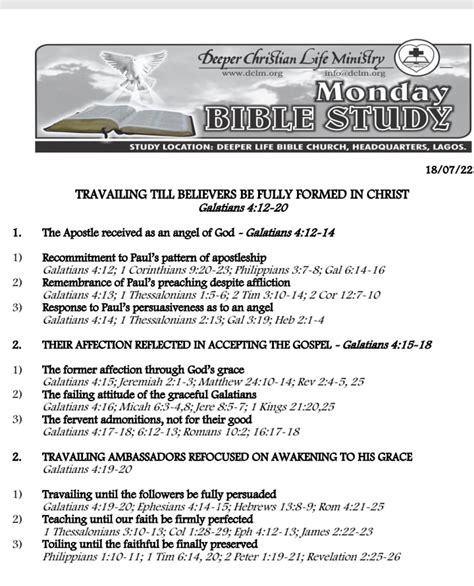 Life Monday Bible Study Outline For Today