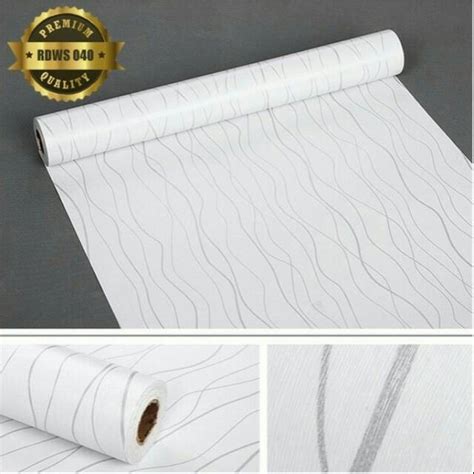 Jual Wallpaper Sticker Dinding Putih Garis Gelombang Kecil 10m X 45cm