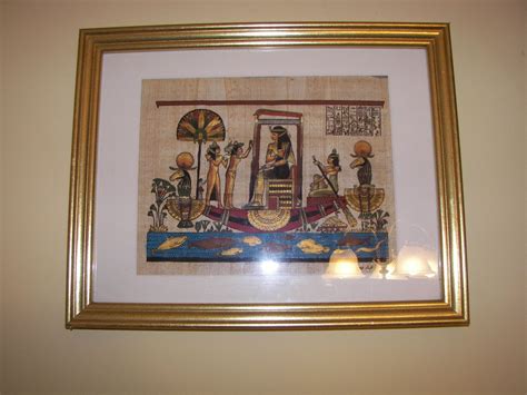 Hand Painted Framed Egyptian Papyrus Picture Queen Of The Nile Egito