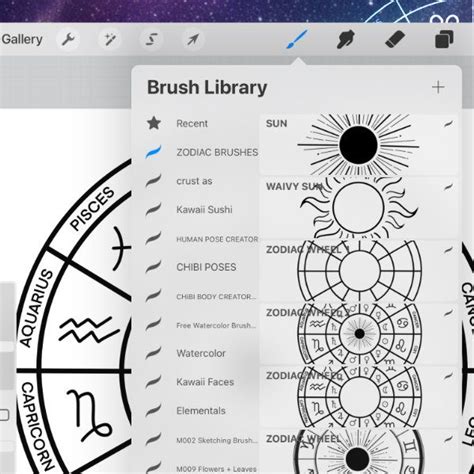 ZODIAC Procreate Brushes Set Stamps M078 MariaPalito Studio