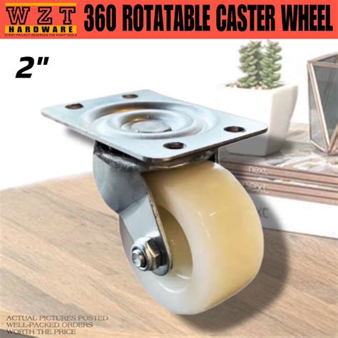 2 Heavy Duty Rotating White Naylon Castor Wheel 360 Rotatable Caster