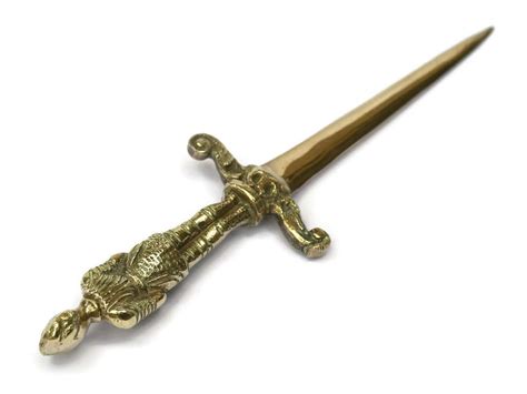 Vintage Brass Letter Opener With Knight In Armor