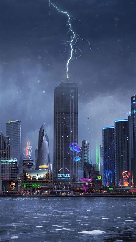 Lightning Striking On Building Iphone Wallpaper Iphone Wallpaper