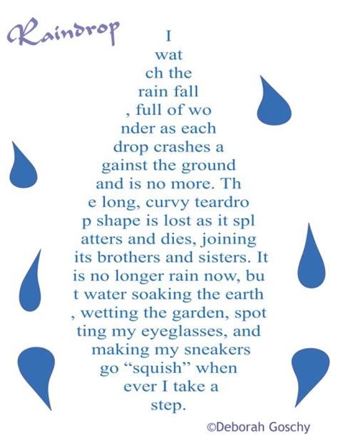 NaPoWriMo Day #27: Raindrop | Word art quotes, Concrete poem, Rain drops