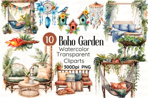 Boho Garden Watercolor Cliparts Graphic By Paper Artsthetics Creative