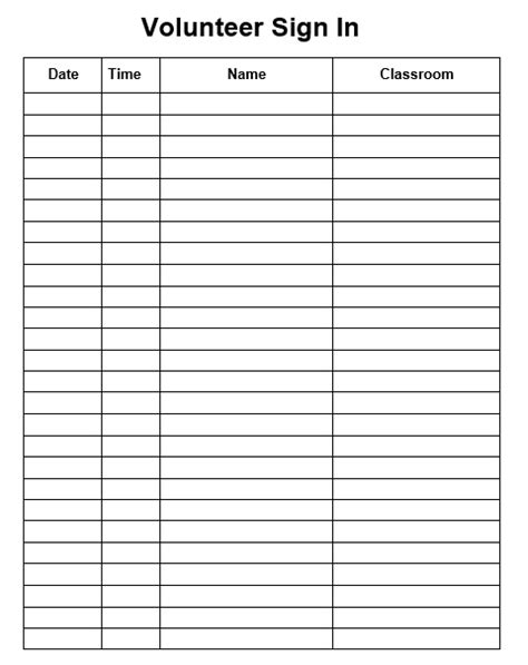 10 Free Sample Volunteer Sign in Sheet Templates - Printable Samples