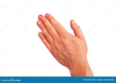 Gesture Of Man Hand On Transparent Isolated Background Open Palm Down