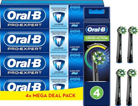 Oral B CrossAction Replacement Toothbrush Head Black Edition With