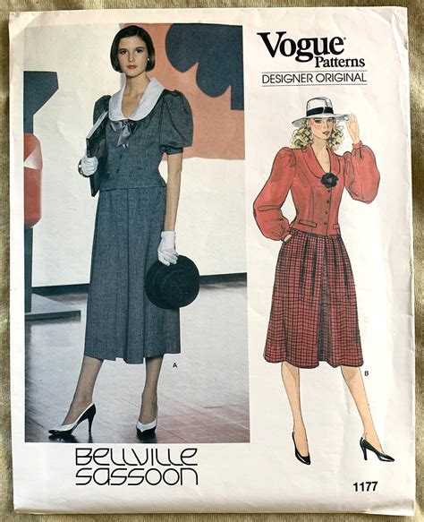 Vintage 1980 S Vogue Pattern 1177 Designer Original Bellville Sassoon