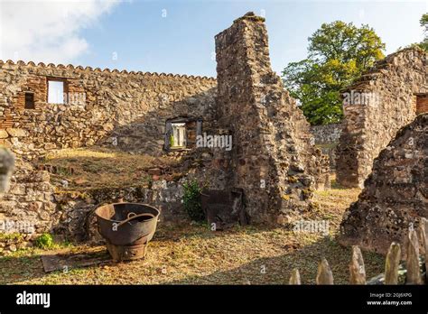 Europe France Haute Vienne Oradour Sur Glane Stone Wall Of A Ruined