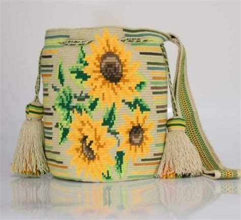 Wayuu Mochila Sunflowers Bolsos De Ganchillo Mochilas Crochet