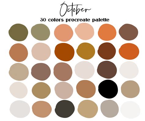 October Neutrals Procreate Color Palette Ipad Procreate Etsy