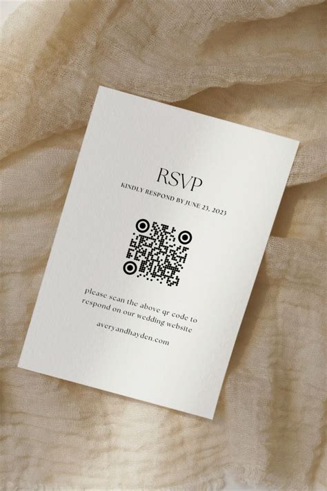 Minimalist Wedding Qr Code Rsvp Modern Editable Monogram Response Card Elegant Reception