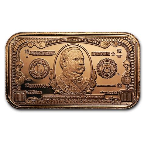 1 oz $1000 US Grover Cleveland Banknote 999 Fine Copper Bar | European Mint