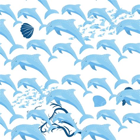 Dolphin Seamless Pattern Blue Animal Background Water Vacation Party