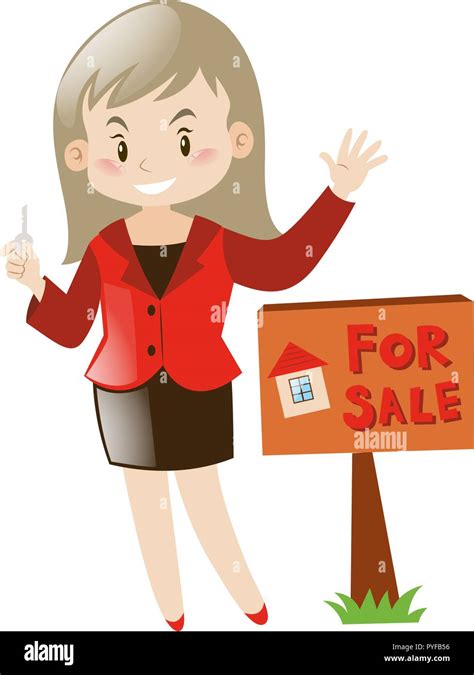 Real Estate Agent And House For Sale Illustration Stock Vector Image