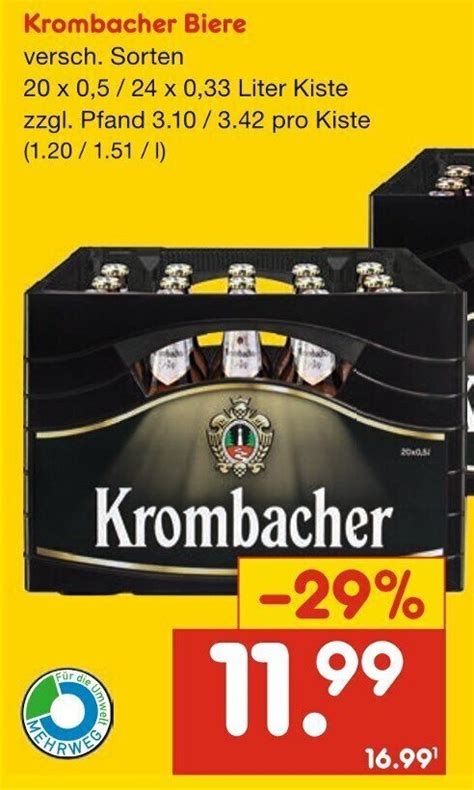 Krombacher Biere 20 X 0 5 24 X 0 33 Liter Kiste Angebot Bei Netto