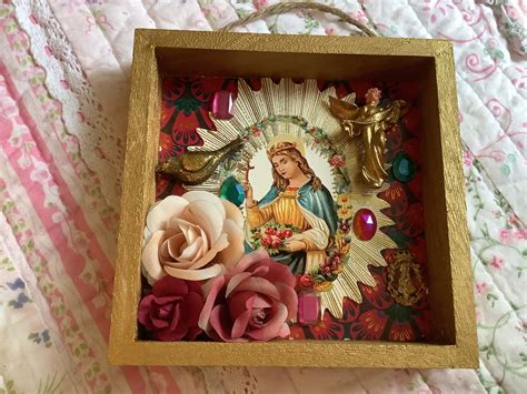 Religious Shrine Shadow Box With Vintage Pretties Etsy