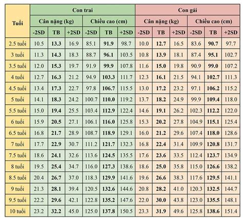 Bảng Chiều Cao Cân Nặng Của Trẻ Từ 0 20 Tuổi Theo Tiêu Chuẩn Who Ama