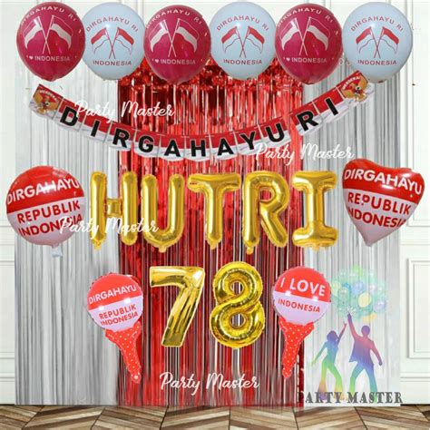 Jual Paket Dekorasi Balon HUT RI 78 Banner Dirgahayu RI Tirai Foil