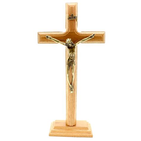 Crucifixo Madeira Tradicional 19cm Mesa Ou Parede Nova Lumen