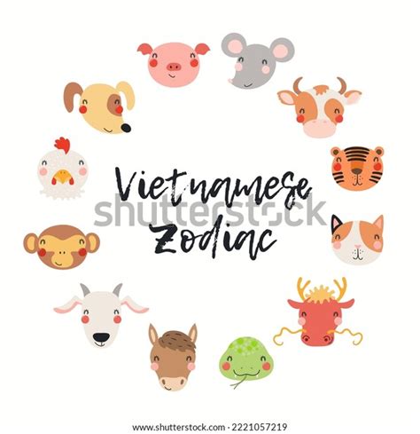 Twelve Animals Vietnamese Zodiac Cute Cartoon Stock Vector (Royalty Free) 2221057219 | Shutterstock