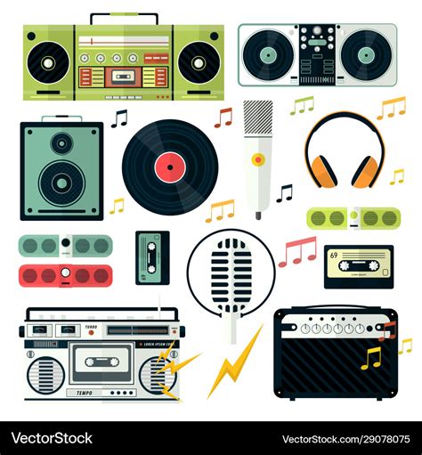 Modern and retro audio devices music playing Vector Image