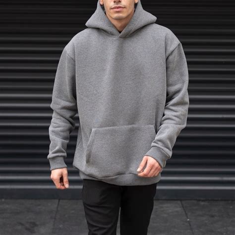 Mens Oversize Hoodie With Kangaroo Pocket In Fume Martin Valen