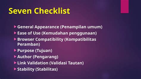 Evaluasi Website Menggunakan Seven Checklist Dan 10cpptx