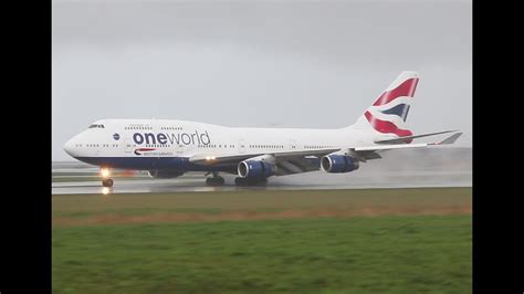 Wet British 747 400 Landing YVR YouTube