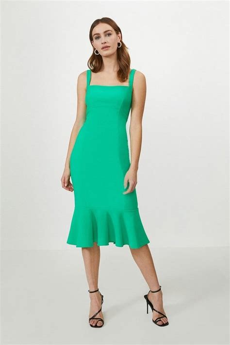 Coast Peplum Hem Bodycon Midi Dress Green Dresses