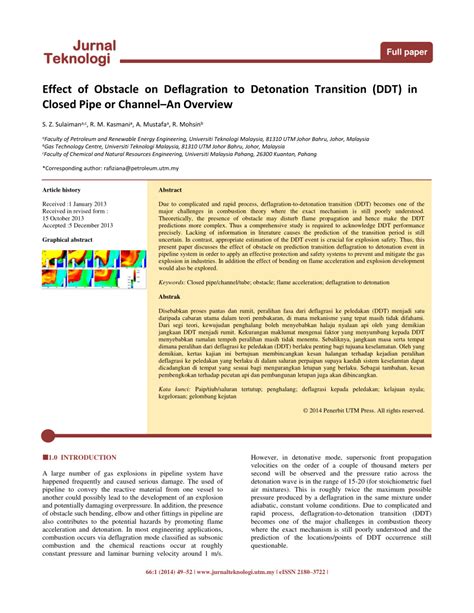 Pdf Effect Of Obstacle On Deflagration To Detonation Transition Ddt