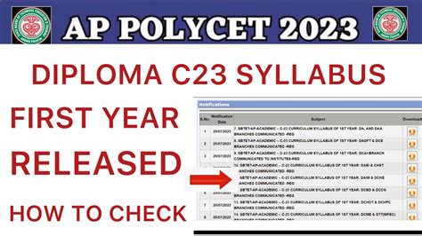 Ap Polycet Diploma C Syllabus Released First Year Curriculum