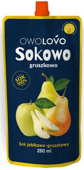 OwoLovo Sokowo Naturalny Sok 100 Jabłkowo Gruszkowy 250ml Żywność