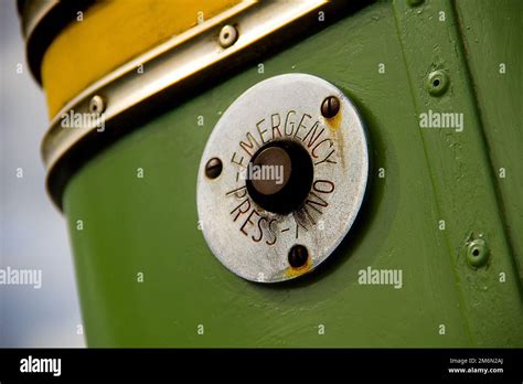 Emergency Only Press Safety Button On Bus Stock Photo Alamy