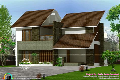 Modern Slanting Roof Home In Sq Ft